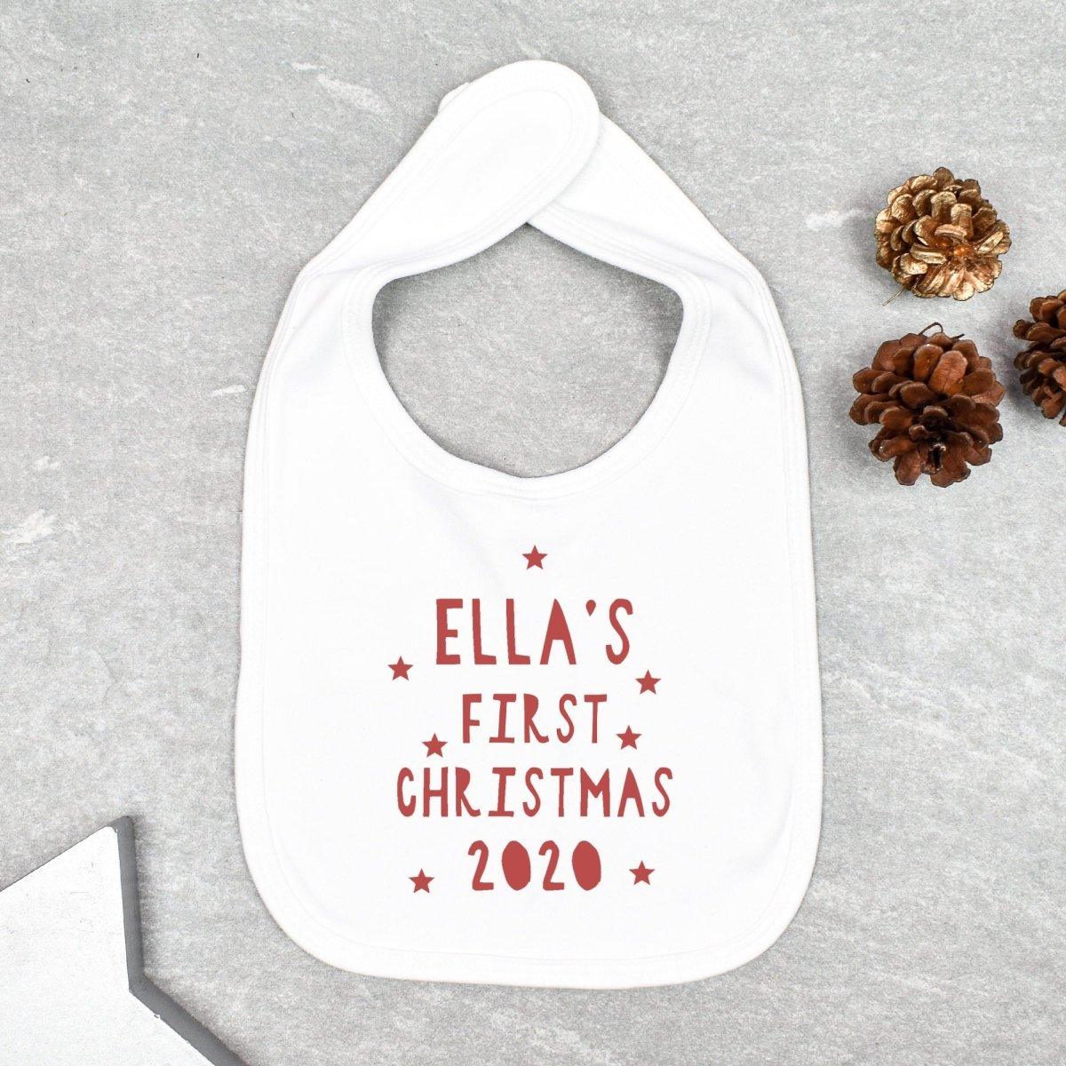 Personalised First Christmas Bib, Christmas Dinner Bib, Personalised Christmas Baby Bib, First Christmas Gifts, New Baby Christmas Gifts - Amy Lucy