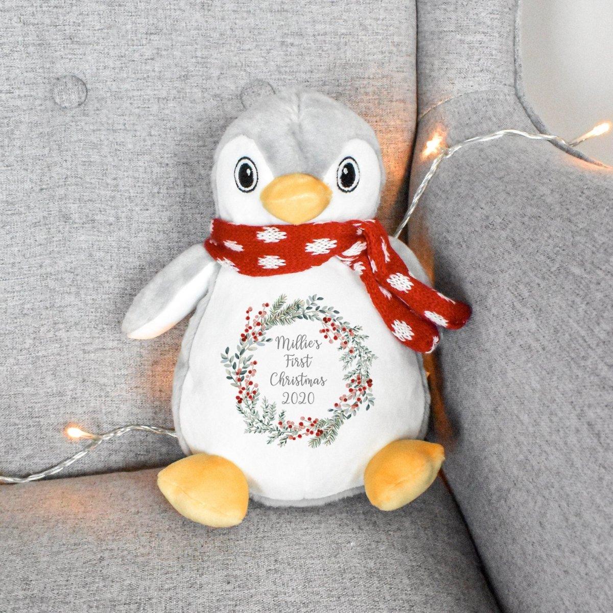Personalised First Christmas Teddy, Baby 1st Christmas Gift, Reindeer Teddy, Penguin Soft Toy, Custom Cuddly Toy, Baby Stocking Fillers - Amy Lucy