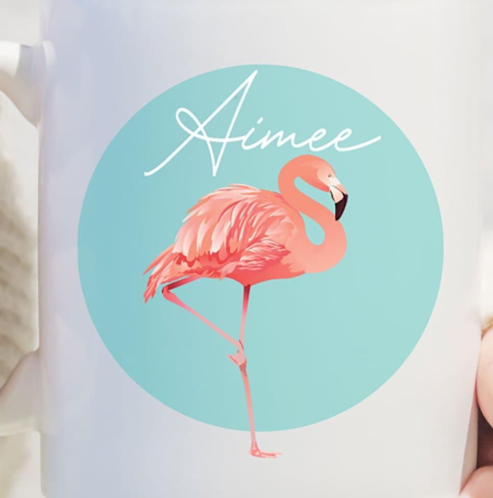 Personalised Flamingo Mug, Flamingo Gift Mug, Custom Mug, Personalised Flamingo Gifts, Animal Gift, Custom Name Mug, Flamingo Coffee Mug - Amy Lucy