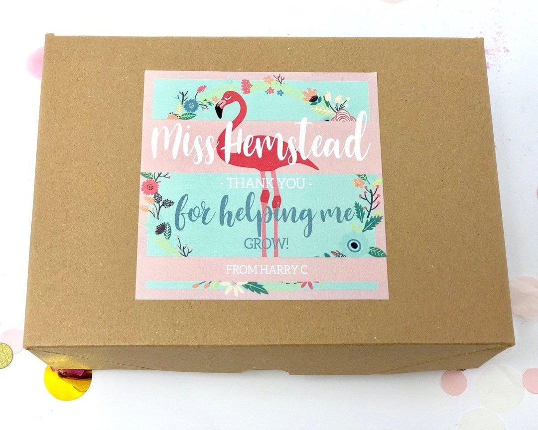 Personalised Flamingo Teacher Gift Box , Filled Thank You Teacher Box, Teacher Gift Set, School Teacher Thank You Gifts, Filled Gift Set, - Amy Lucy