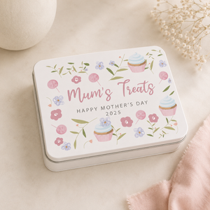 Personalised floral Mother's Day baking tin with custom wording