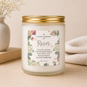 Personalised Floral Pet Memorial Candle shown from the front