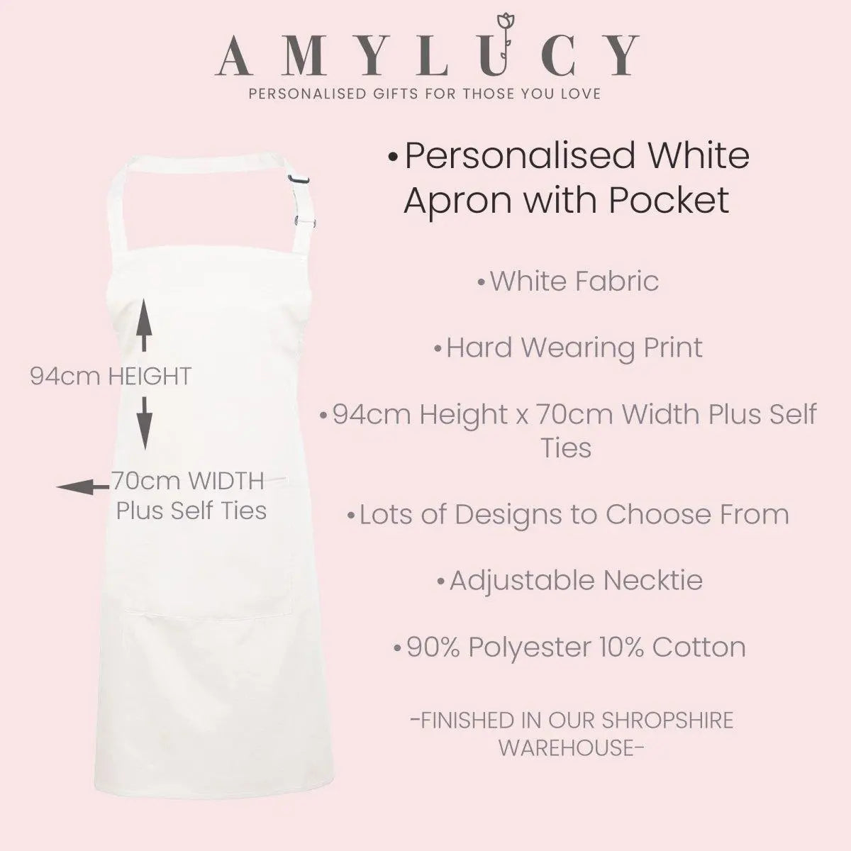 Personalised Flower Apron, Name Baking Gift, Watercolour Flowers Apron Cooking Gift, Nanny Gift for Her, Custom Made, Your Words - Amy Lucy