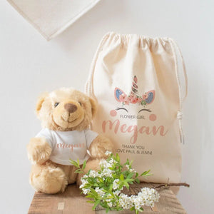 Personalised Flower Girl Gift Set, Flower Girl Gift Set, Teddy In Bag, Wedding Flower Girl Thank you Gift, Wedding Gift, Flower Girl Gifts - Amy Lucy