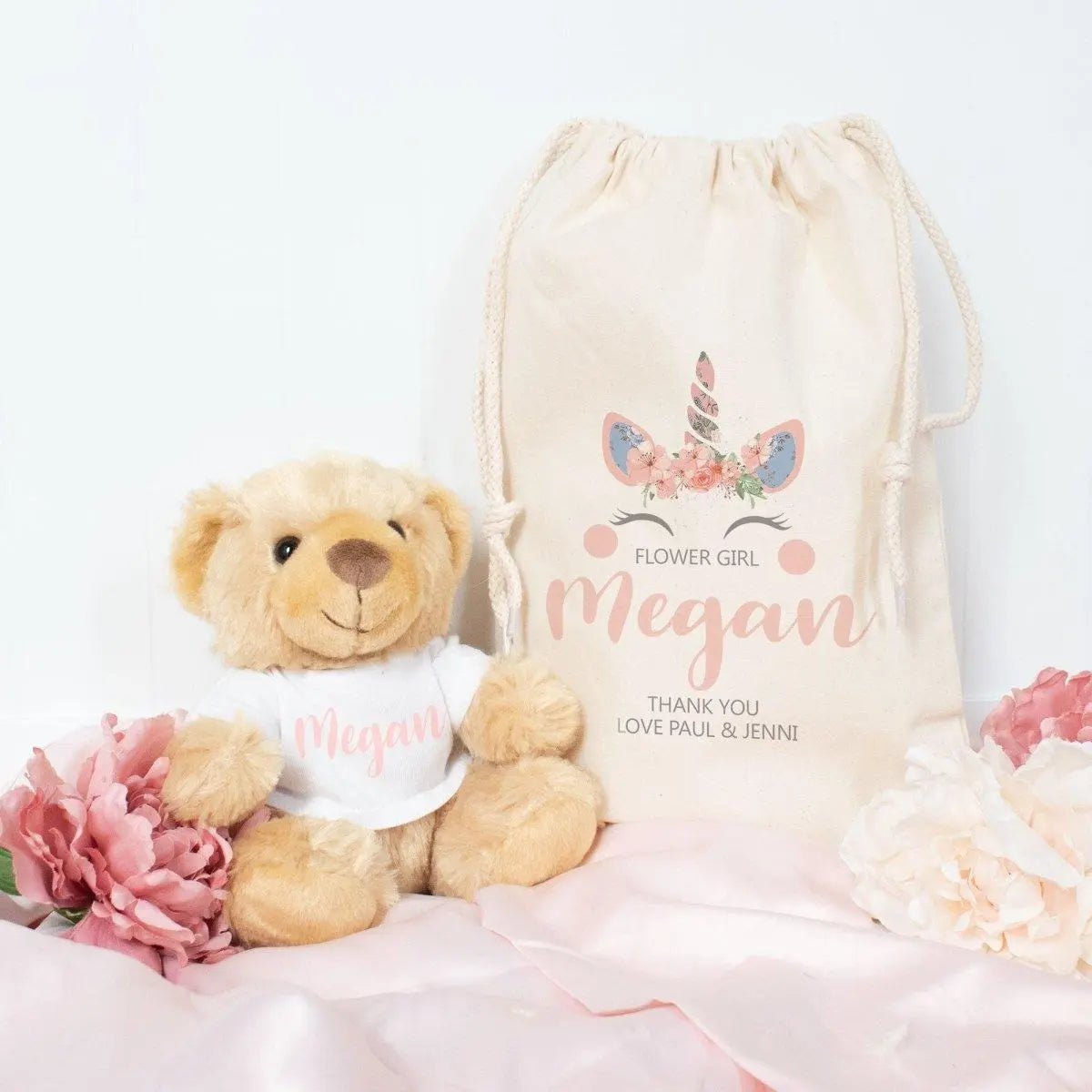 Personalised Flower Girl Gift Set, Flower Girl Gift Set, Teddy In Bag, Wedding Flower Girl Thank you Gift, Wedding Gift, Flower Girl Gifts - Amy Lucy