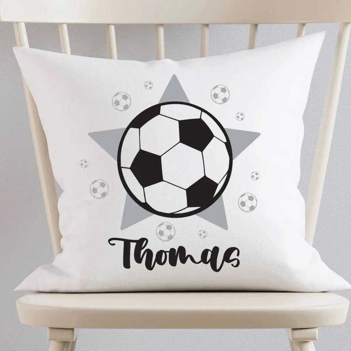 Personalised Football Cushion, Sports Gift, Boys Decoration, Bedroom Cushion, Kids Football Cushion, Kids Sports Theme Bedroom, Bedroom - Amy Lucy