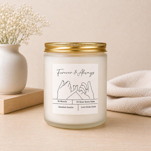 Personalised Forever & Always Candle Gift shown from the front