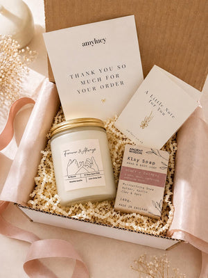 Personalised Forever & Always Candle Gift styled as a thoughtful gift