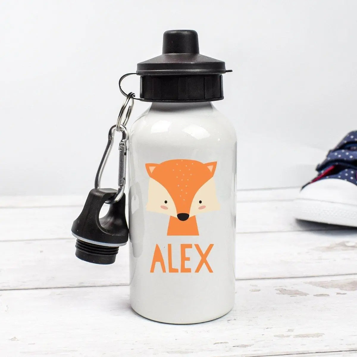 Personalised Fox Water Bottle, Fox School Bottle, Kids Fox Drink Bottle, Boys School Flask, Kids Children Student Drinks Cup, Fox Theme - Amy Lucy