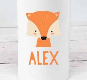 Personalised Fox Water Bottle, Fox School Bottle, Kids Fox Drink Bottle, Boys School Flask, Kids Children Student Drinks Cup, Fox Theme - Amy Lucy