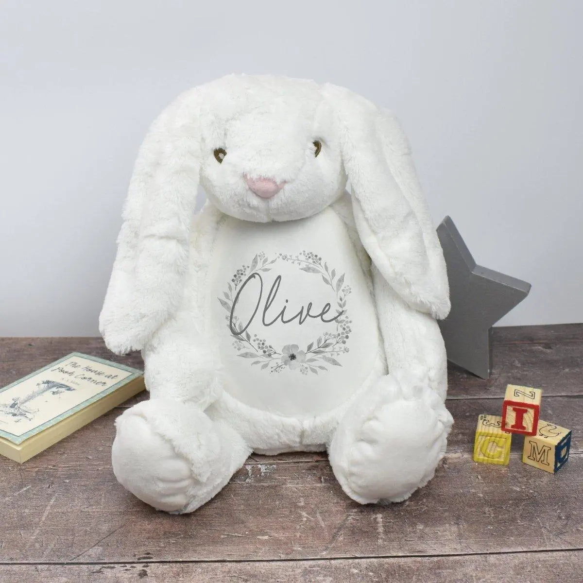 Personalised Giant Bunny Rabbit, New Baby Gift, Customised Plush Soft Toy, Your Name Teddy, XL Cuddly Toy, Girls and Boys Teddy Baby Shower - Amy Lucy