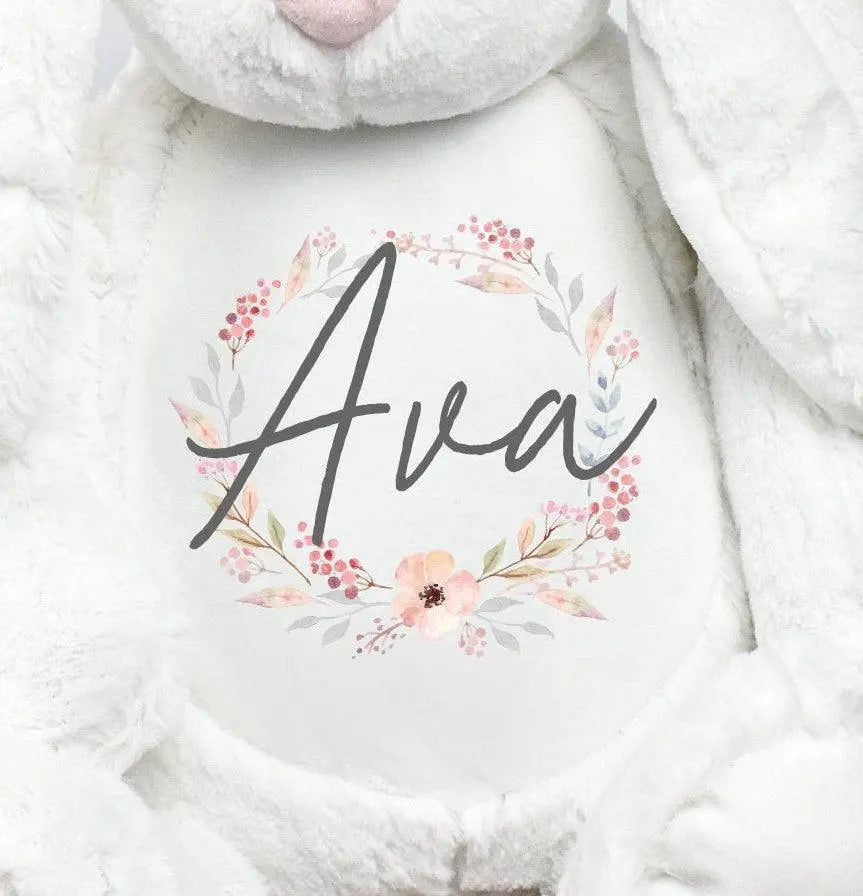 Personalised Giant Bunny Rabbit, New Baby Gift, Customised Plush Soft Toy, Your Name Teddy, XL Cuddly Toy, Girls and Boys Teddy Baby Shower - Amy Lucy