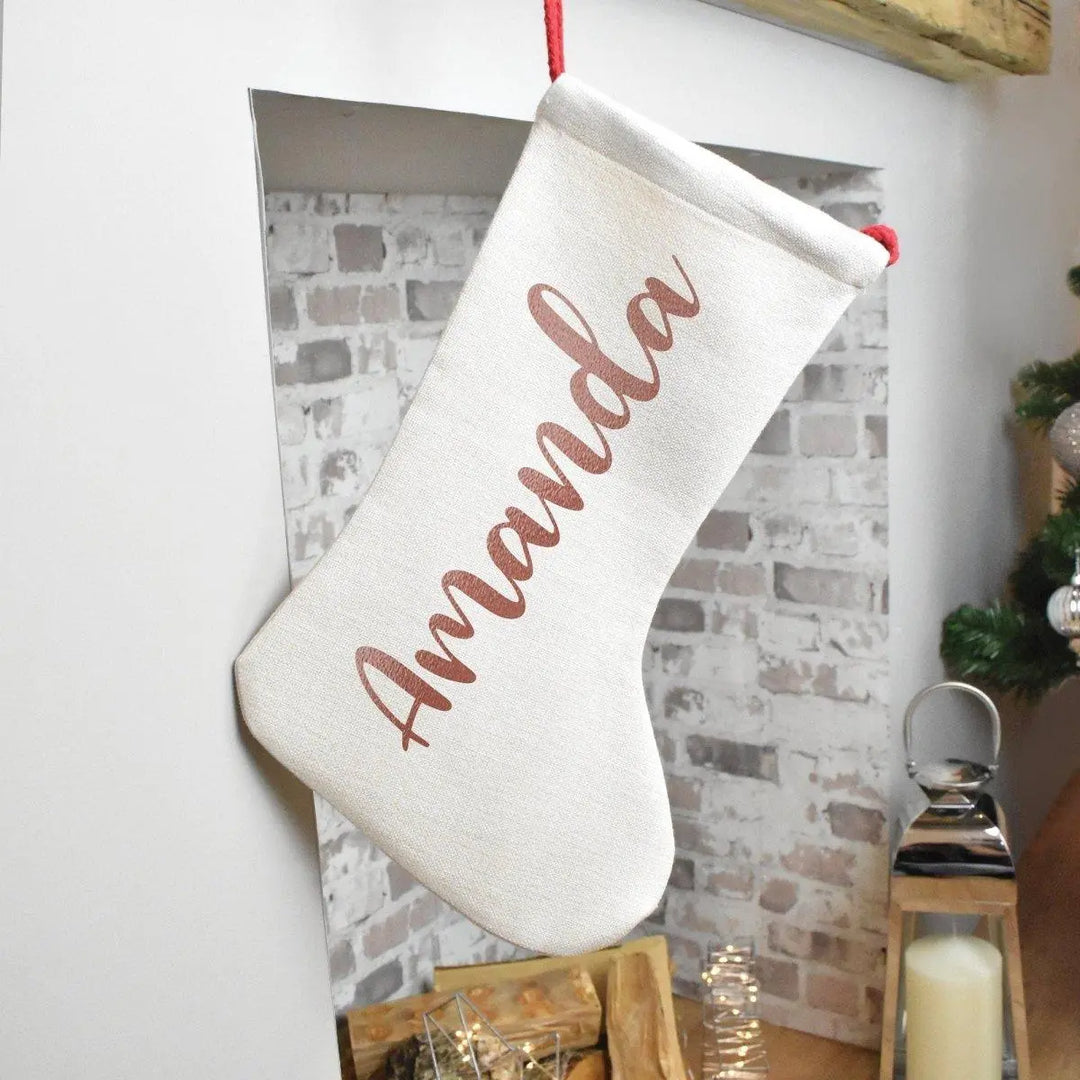 Personalised Gold Christmas Stocking Christmas Stocking Personalised Rose Gold Stocking Christmas Decoration Holiday Stocking - Amy Lucy