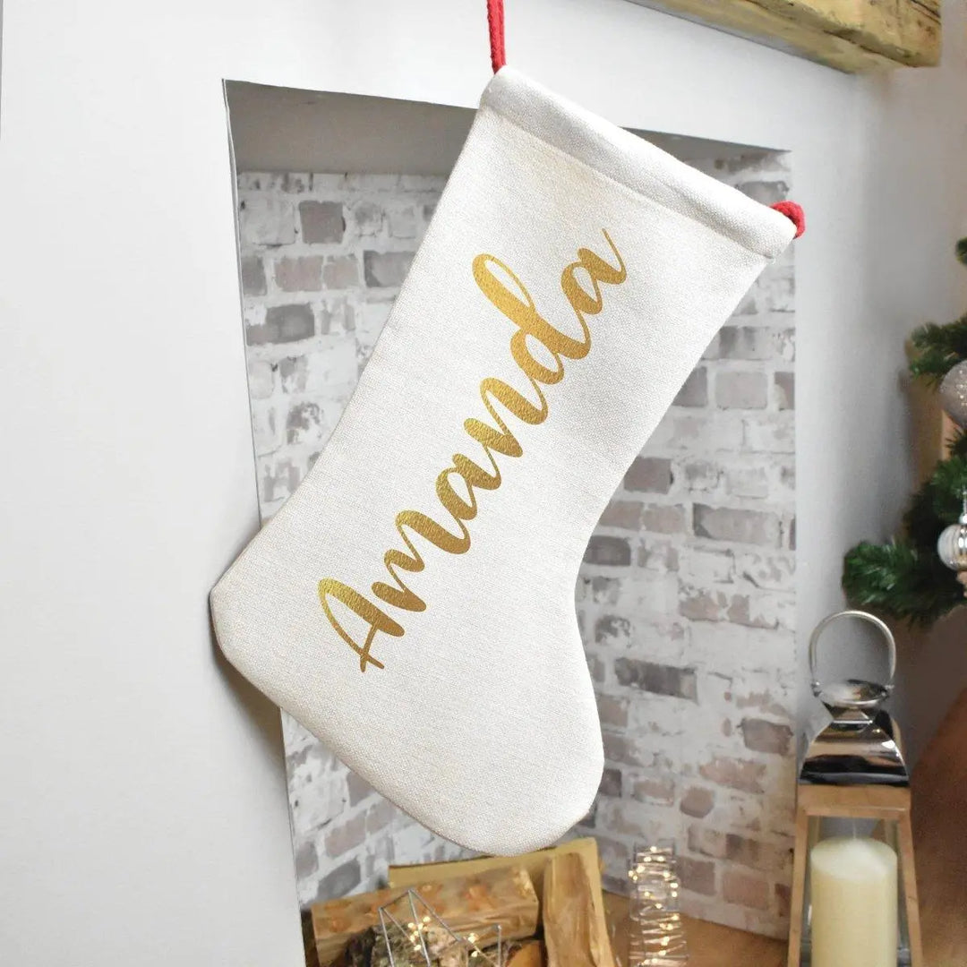 Personalised Gold Christmas Stocking Christmas Stocking Personalised Rose Gold Stocking Christmas Decoration Holiday Stocking - Amy Lucy