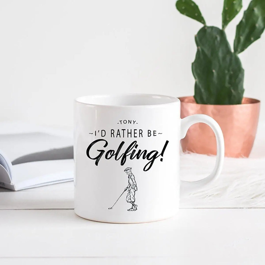 Personalised Golf Mug, Father&#39;s Day Golf Gift, Golf Dad Gift, Granddad Golfing Gift, Personalised Tin Mug, I&#39;d rather Be Golfing Gift - Amy Lucy