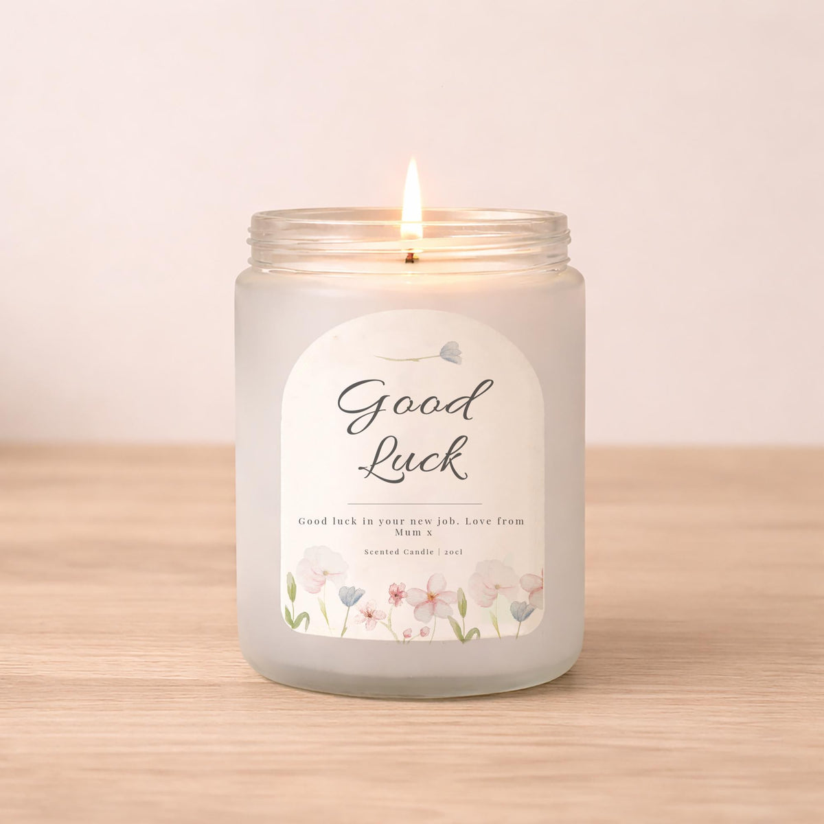 Personalised Good Luck Candle Gift with gift presentation details