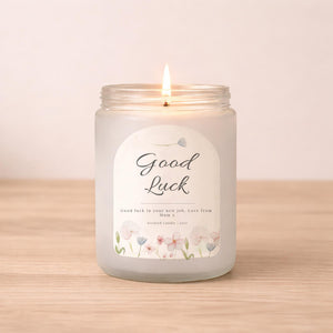 Personalised Good Luck Candle Gift with gift presentation details