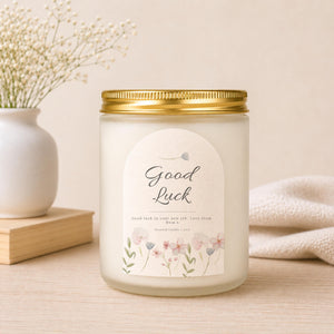 Personalised Good Luck Candle Gift styled as a thoughtful gift