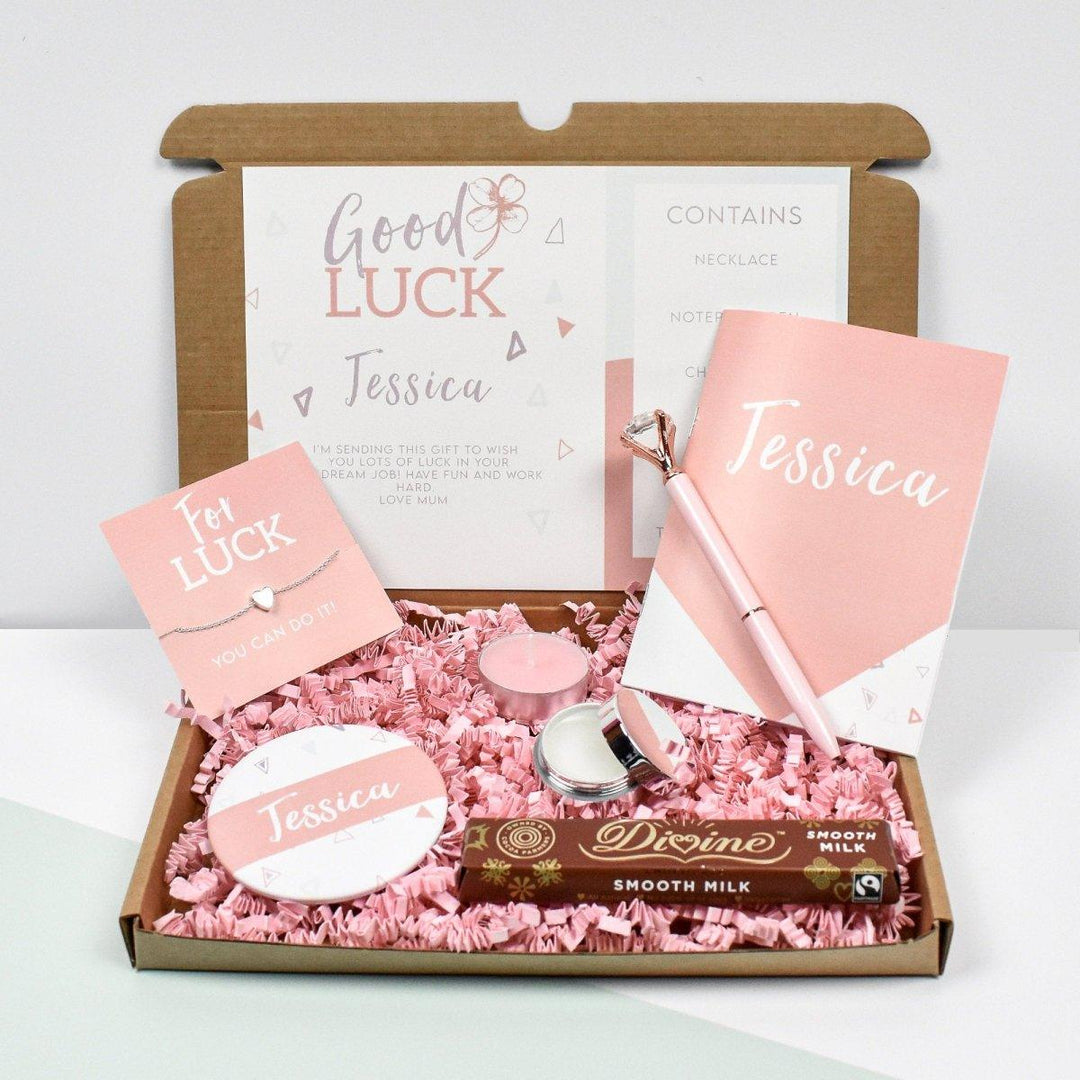 Personalised Good Luck Gift Box, Letter Box Gifts, Good Luck Present, New Job Gift Set, Student Gifts, Good Luck Gift Set, Lucky Gifts, Her - Amy Lucy