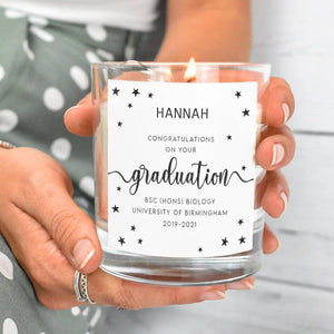 Personalised Graduation Candle Gift shown from the front