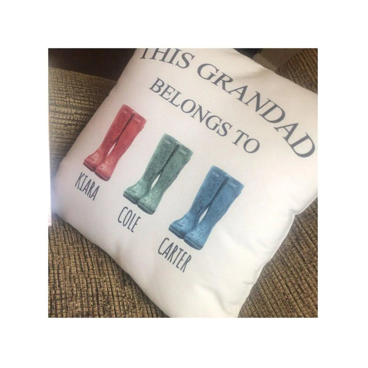 Personalised Grandad Belongs To Cushion, Fathers Day Gift, Gift For Grandad, Grand Children Fathers Day Gift, Dad Gift, Names, For Him - Amy Lucy