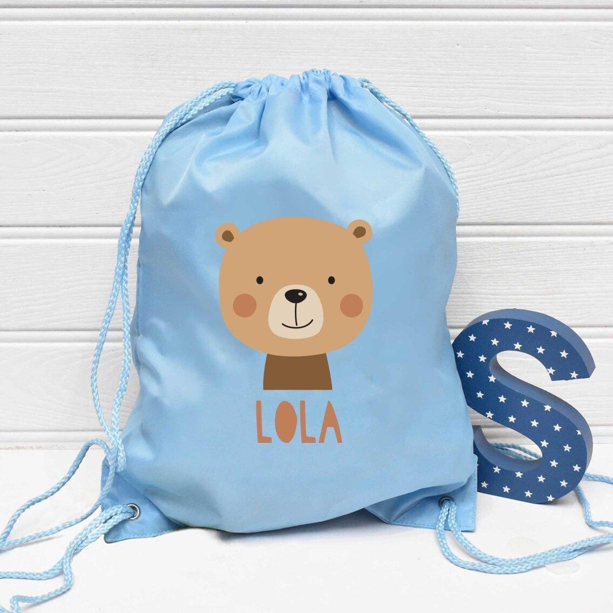 Personalised Gym Bag Kids, Boys Bear Gym Bag, Boys Drawstring Bag, School Bag, Bear School PE Bag, Bear Pump Bag, Nursery - Amy Lucy