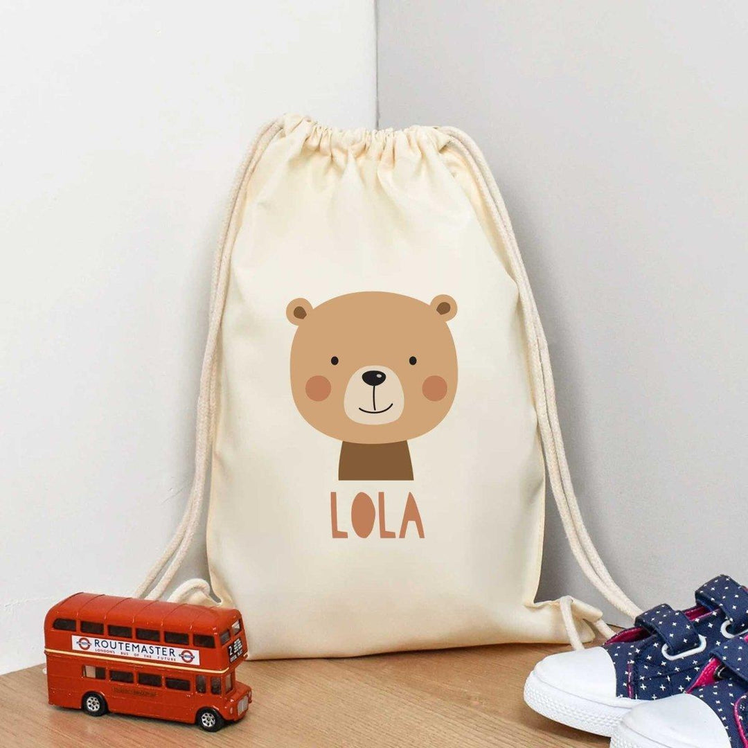 Personalised Gym Bag Kids, Boys Bear Gym Bag, Boys Drawstring Bag, School Bag, Bear School PE Bag, Bear Pump Bag, Nursery Bag - Amy Lucy