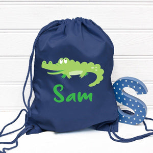 Personalised Gym Bag Kids, Boys Crocodile Gym Bag, Boys Drawstring Bag, School Bag, Crocodile School PE Bag, Kids Crocodile Bag, Nursery Bag - Amy Lucy