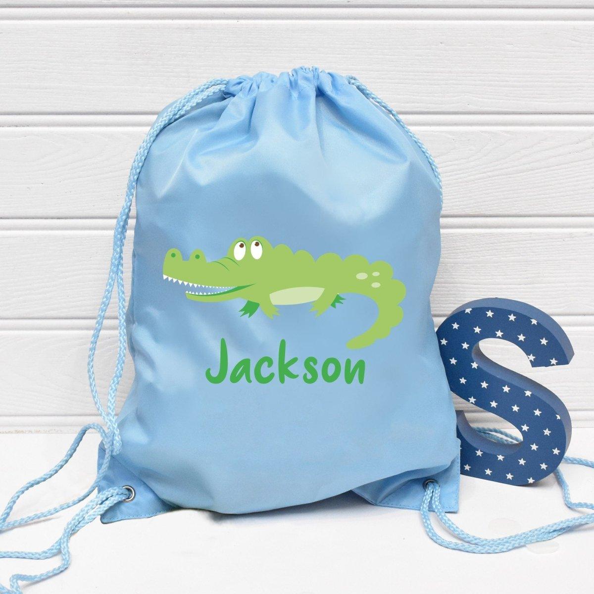 Personalised Gym Bag Kids, Boys Crocodile Gym Bag, Boys Drawstring Bag, School Bag, Crocodile School PE Bag, Kids Crocodile Bag, Nursery Bag - Amy Lucy