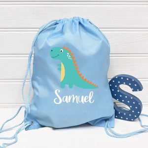 Personalised Gym Bag Kids, Boys Dinosaur Gym Bag, Boys Drawstring Bag, School Bag, Dinosaur School PE Bag, Dinosaur Pump Bag, Nursery Bag - Amy Lucy