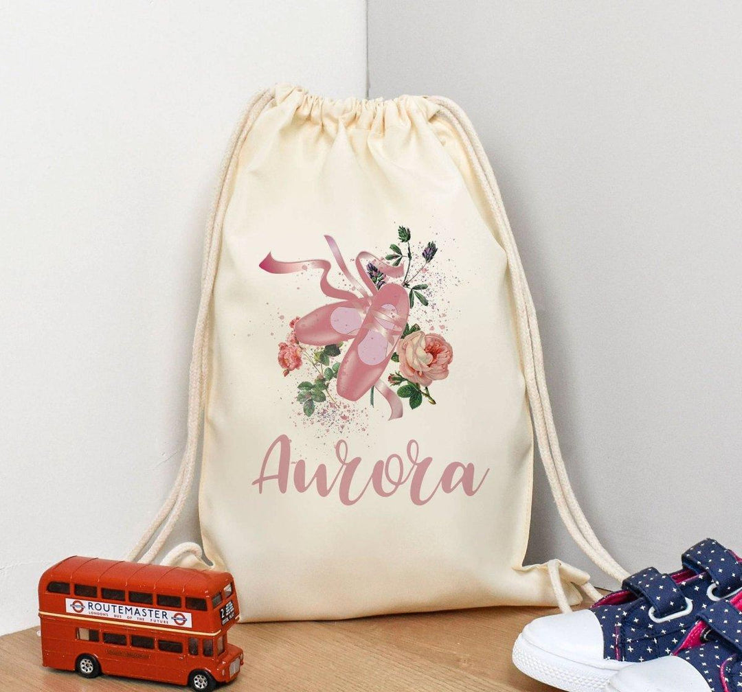 Personalised Gym Bag Kids, Girls Ballet Gym Bag, Girls Drawstring Bag, School Bag, Ballet School PE Bag, Ballet Pump Bag, Nursery Bag - Amy Lucy