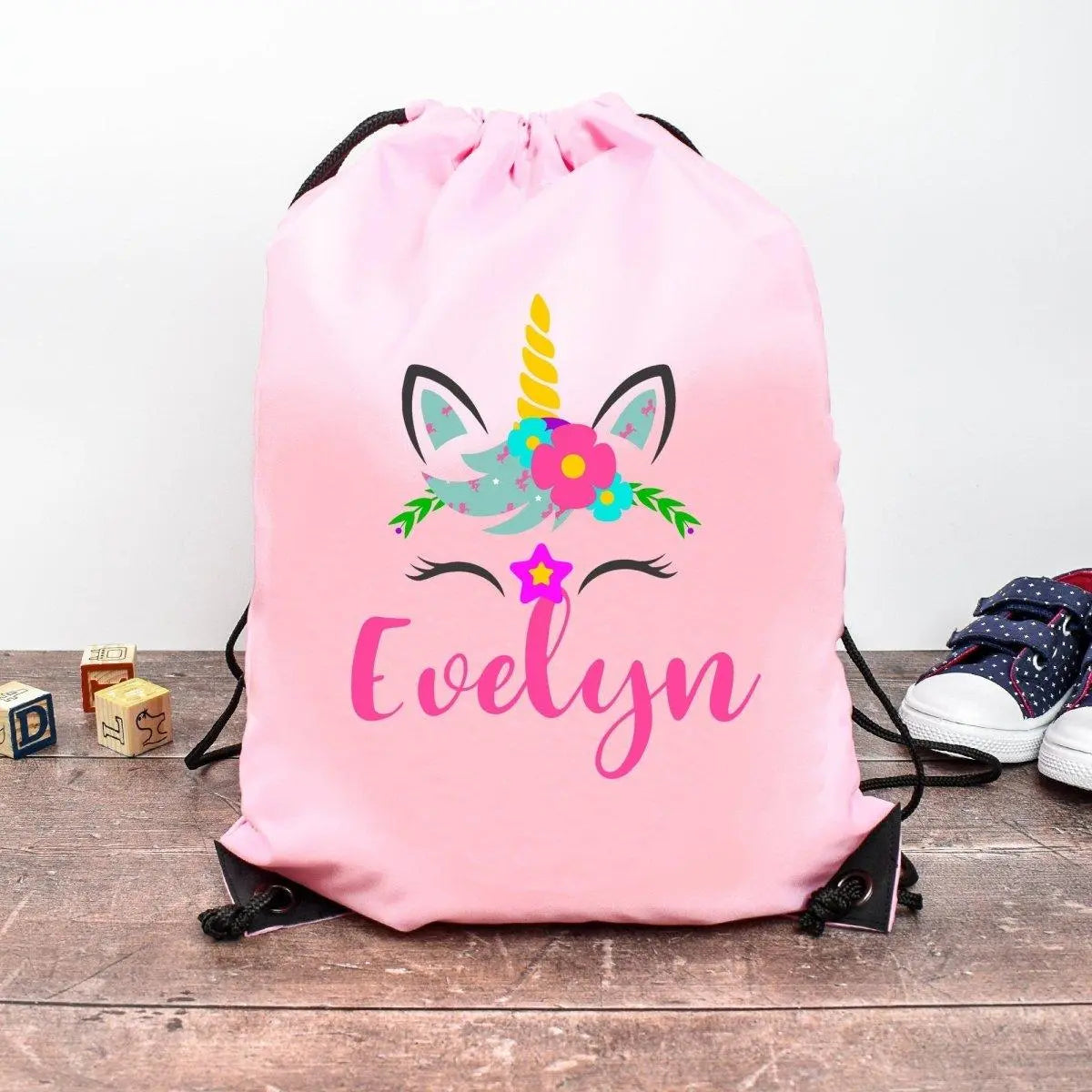 Personalised Gym Bag Kids, Girls Unicorn Gym Bag, Girls Drawstring Bag, School Bag, Unicorn School PE Bag, Unicorn Pump Bag, Nursery Bag - Amy Lucy
