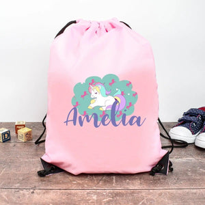 Personalised Gym Bag Kids, Girls Unicorn Gym Bag, Girls Drawstring Bag, School Bag, Unicorn School PE Bag, Unicorn Pump Bag, Nursery Bag - Amy Lucy