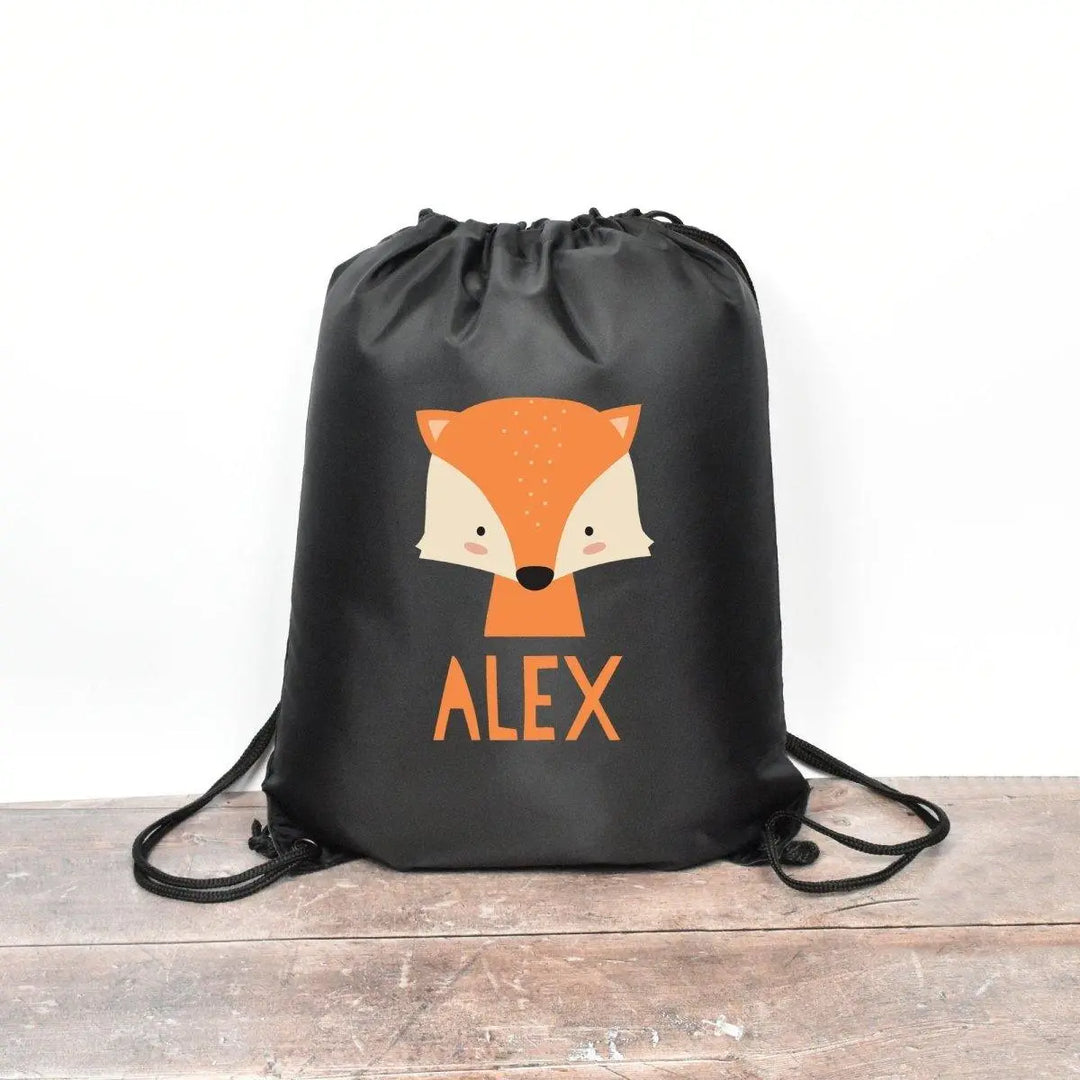 Personalised Gym Bag Kids, Kids Fox Gym Bag, Kids Drawstring Bag, School Bag, Fox School PE Bag, Fox Pump Bag, Personalised Nursery Bag - Amy Lucy