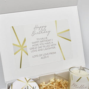 Personalised Happy Birthday Gift Box Filled, Gold Best Friend Gift Box, Gold Beauty Filled Gift Boxes, Thinking of You, Happy Birthday, Gift - Amy Lucy