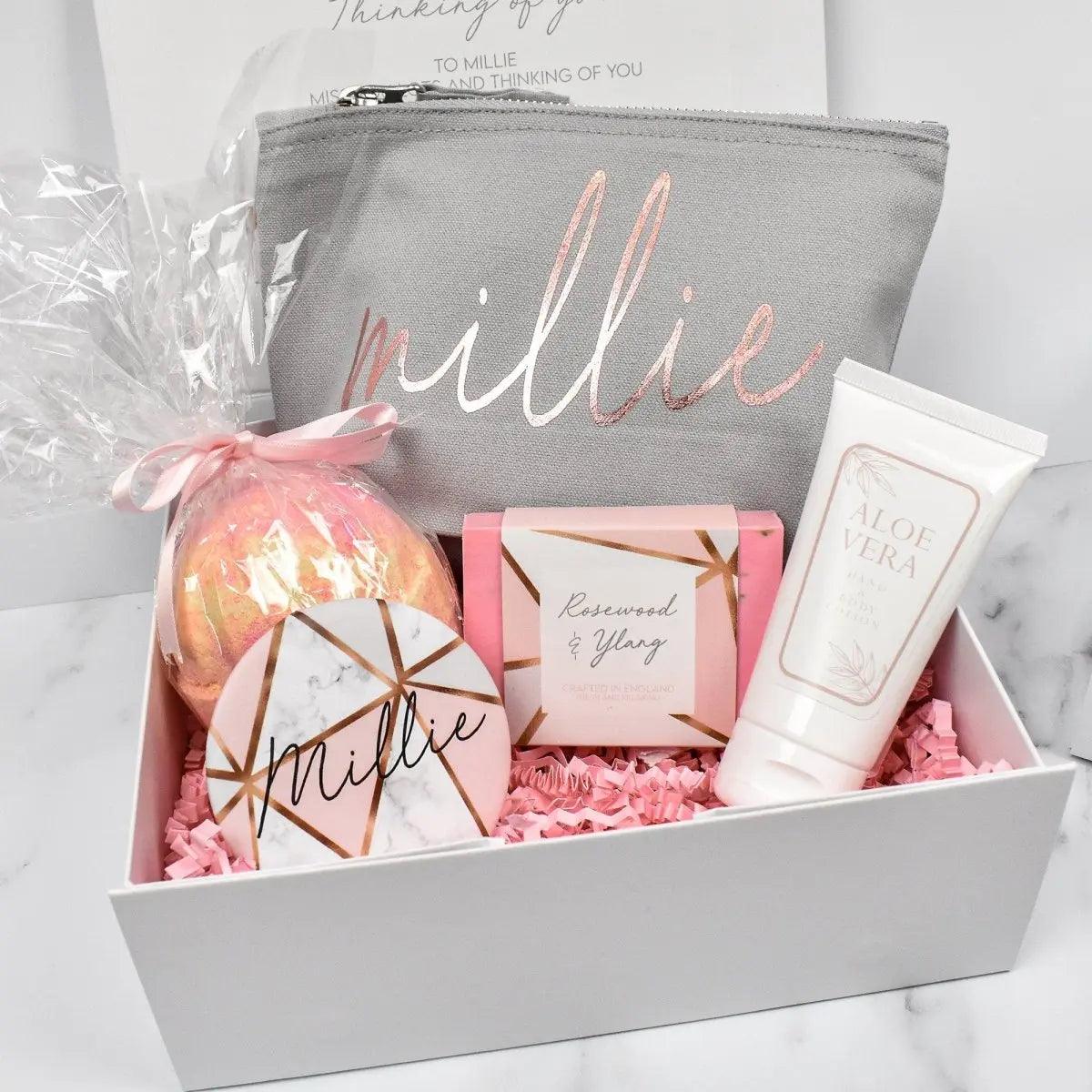 Personalised Happy Birthday Gift Box Filled, Rose Gold Best Friend Gift Box, Beauty Filled Gift Boxes, Thinking of You, Happy Birthday - Amy Lucy