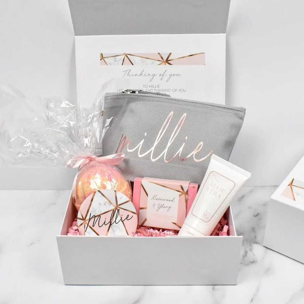 Personalised Happy Birthday Gift Box Filled, Rose Gold Best Friend Gift Box, Beauty Filled Gift Boxes, Thinking of You, Happy Birthday - Amy Lucy