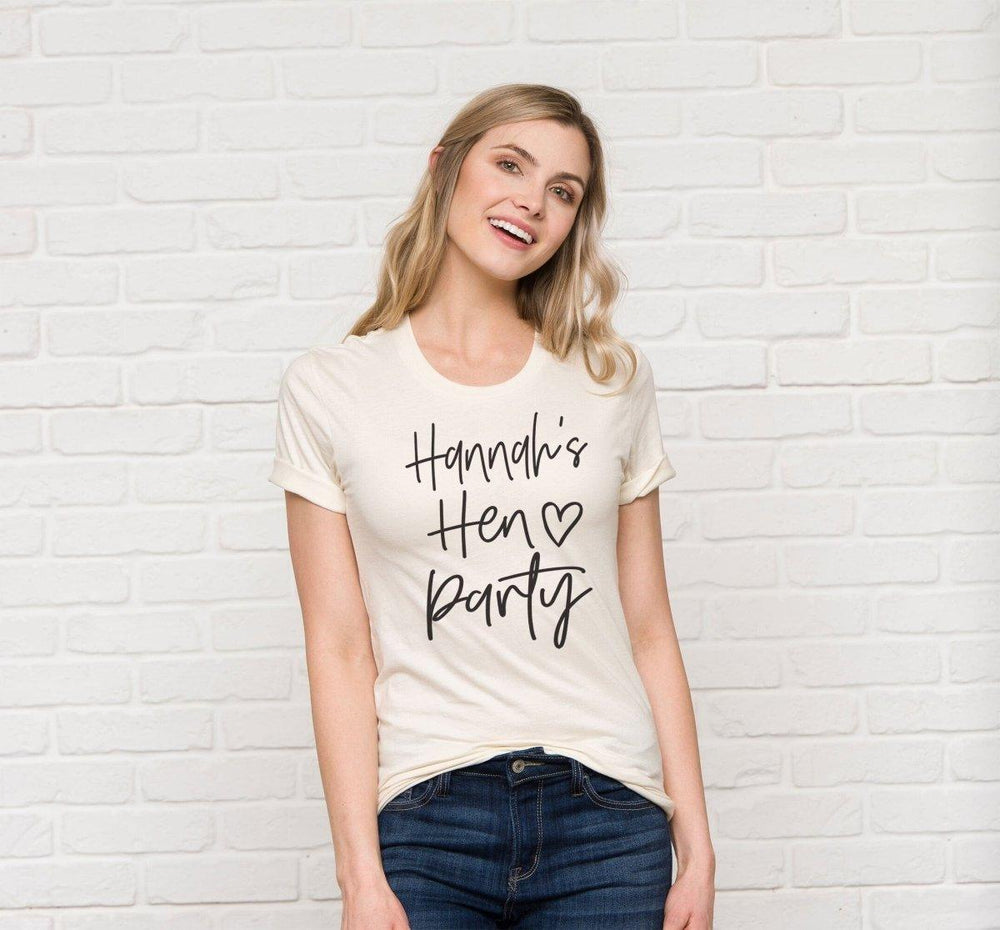 Personalised Hen Party T-shirt, Bachelorette T-shirts, Organic Hen Party Tops, Bride To Be Tops, Bride Tribe Tops, Bridesmaid Tops, Maid - Amy Lucy