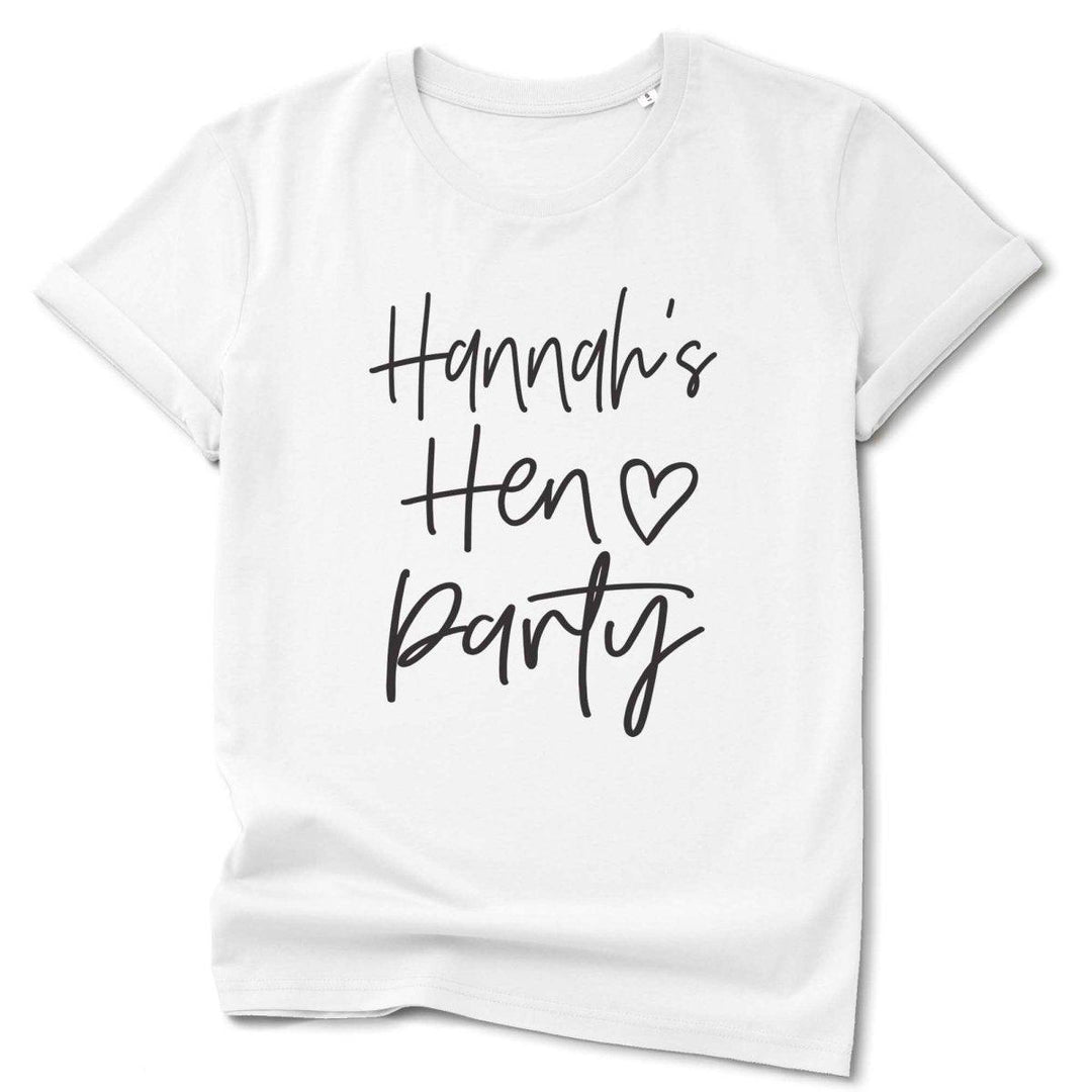 Personalised Hen Party T-shirt, Bachelorette T-shirts, Organic Hen Party Tops, Bride To Be Tops, Bride Tribe Tops, Bridesmaid Tops, Maid - Amy Lucy