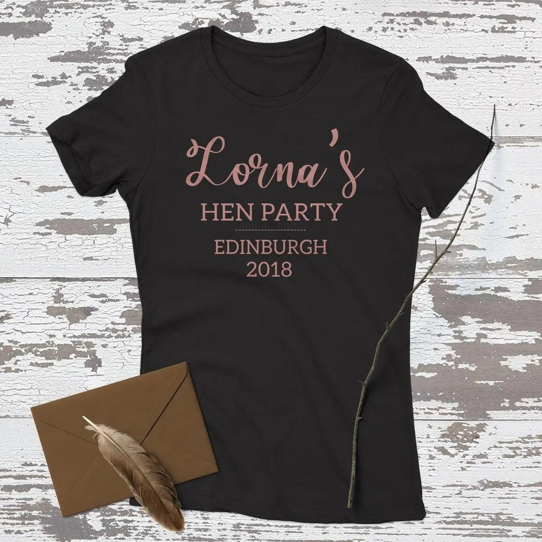 Personalised Hen Party T-shirt, Rose Gold Hen Night T-shirts, Rose Gold Hen Party Tops, Bride To Be Tops, Rose Gold Bachelorette Party Tops, - Amy Lucy