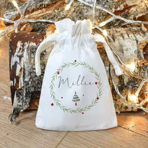 Original personalised Christmas tree wreath hot chocolate mug and matching gift set photograph
