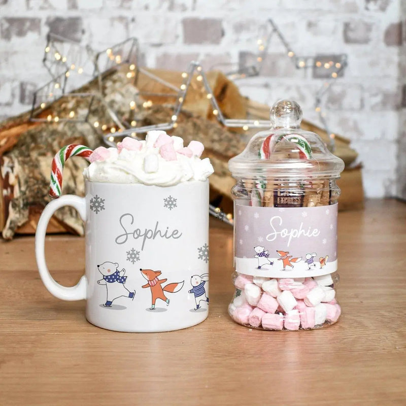 Personalised Skating Animals Hot Chocolate Gift Set