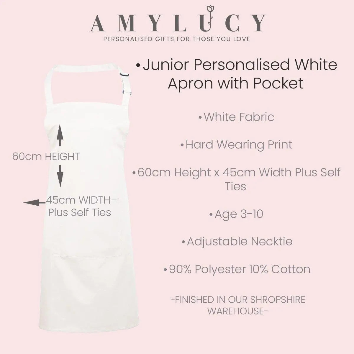 Personalised Initial Apron, Rose Gold Baking Gift, Watercolour Flowers Apron Cooking Gift, Initial Gift for Her, Custom Made, Your Words - Amy Lucy