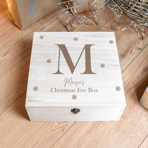 Personalised Initial Christmas Eve Box, Engraved Christmas Eve Box, Kids Christmas Eve Storage, Xmas Gift Box, Wooden Box, Initial Gifts - Amy Lucy