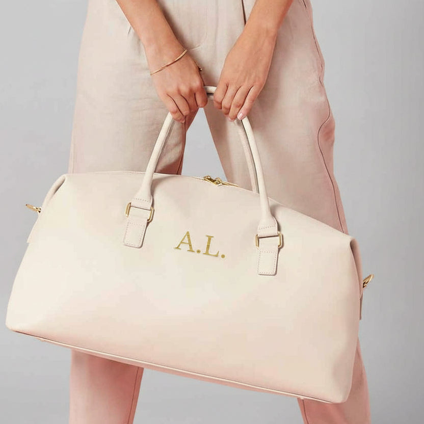 Personalised Initials Monogram Weekend Holdall Bag With Strap, Large Travel Bag, Initials Luggage Bag, Embroidered Bag, - Amy Lucy