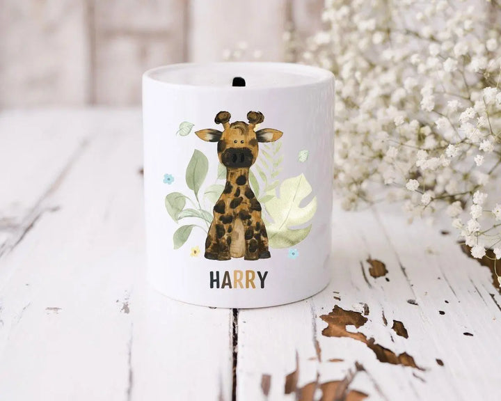 Personalised Jungle Money Box, Elephant Money Box, Jungle Theme, New Baby Gift, New Baby Money Box, Bedroom D?cor, Piggy Bank, Elephant - Amy Lucy