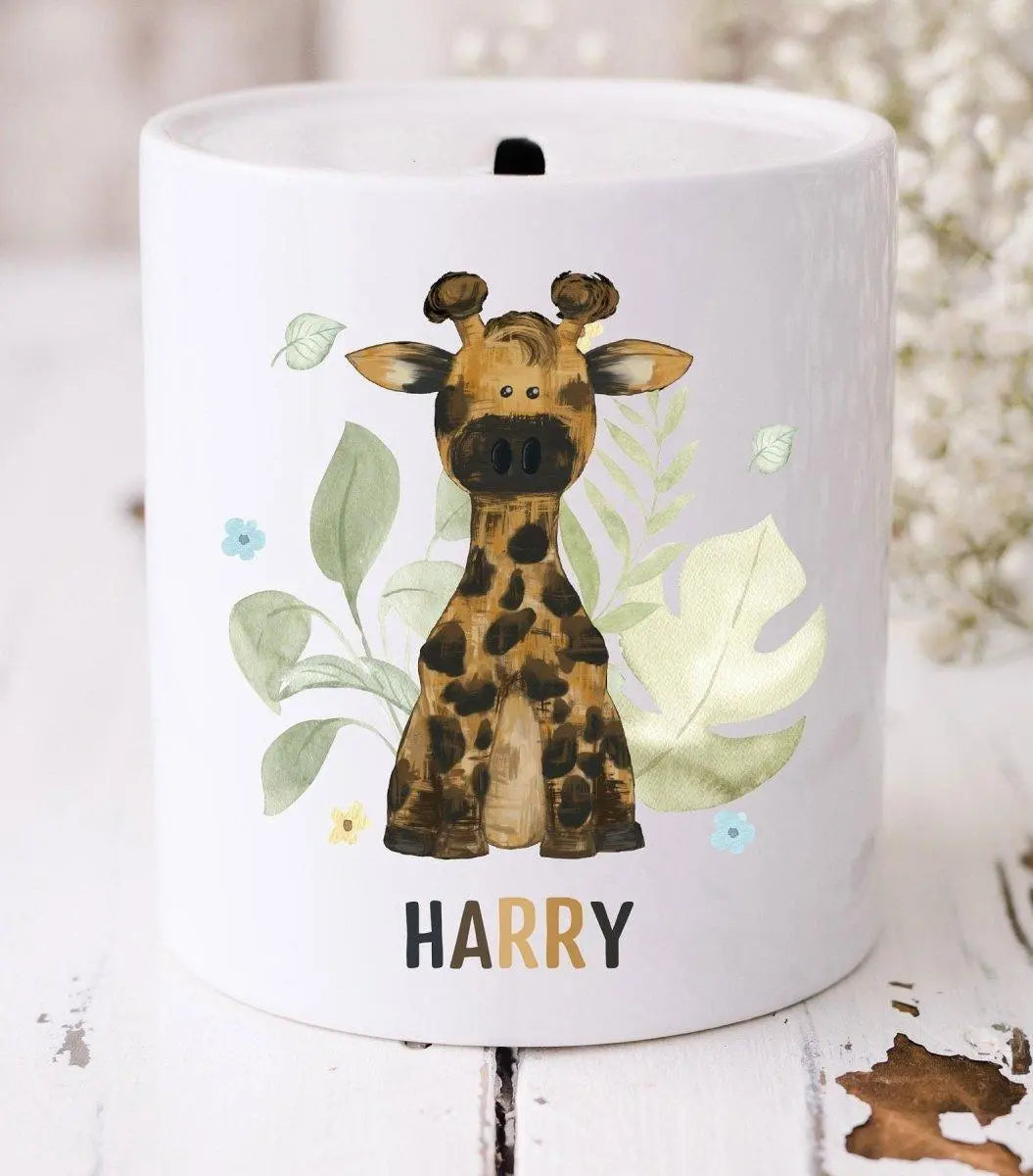 Personalised Jungle Money Box, Elephant Money Box, Jungle Theme, New Baby Gift, New Baby Money Box, Bedroom D?cor, Piggy Bank, Elephant - Amy Lucy