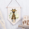 Personalised Jungle New Baby Flag, Safari Baby Wall Hanging, Baby Nursery Wall Art, New Baby Gift, Custom Nursery Art, Nursery Decoration - Amy Lucy