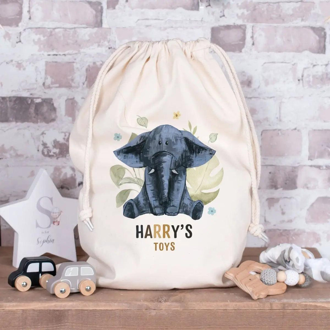 Personalised Jungle Toy Bag, Safari Childs Room Toy Bag, Baby Nursery Toy Storage, Giraffe New Baby Gift, Custom Nursery Washing Bag, Decor - Amy Lucy