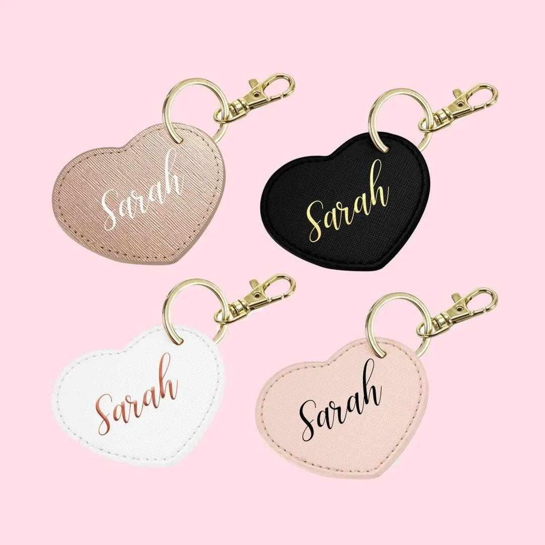 Personalised Keyring, Bridesmaid Gift, Personalised Heart Keyring, Maid of Honour Gift, Hen Party Gift, Heart Keyring, Keyring, Vegan - Amy Lucy